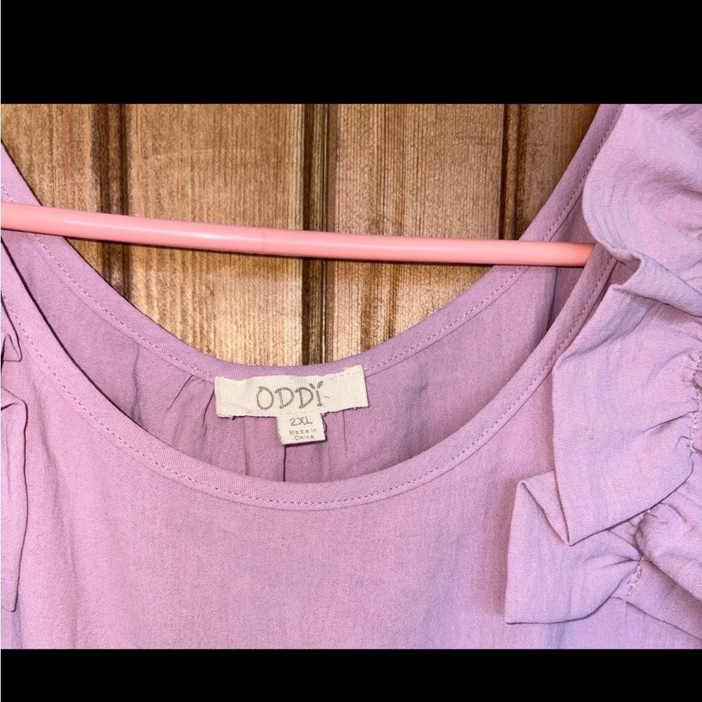 ODDY Lilac Ruffle Sleeve Cold Shoulder Dress 2X - Picture 4 of 5